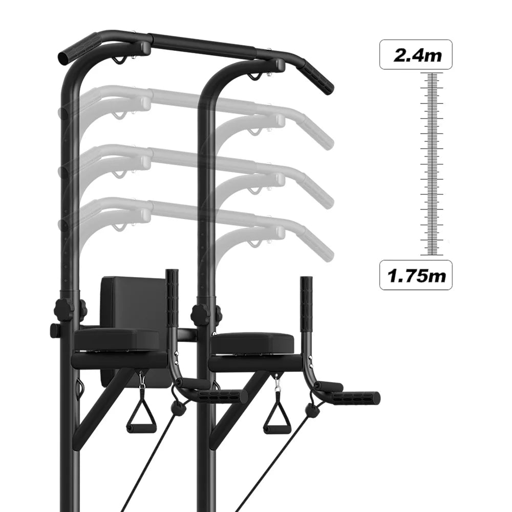 Power Tower Dip Station Pull Up Bar Adjustable Multi-Function Power Tower Abdominal Exercise for Home Fitness Workout Equipment