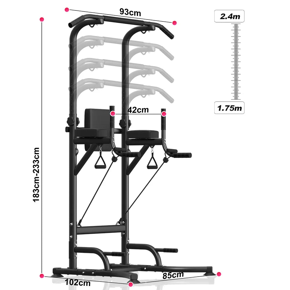 Power Tower Dip Station Pull Up Bar Adjustable Multi-Function Power Tower Abdominal Exercise for Home Fitness Workout Equipment