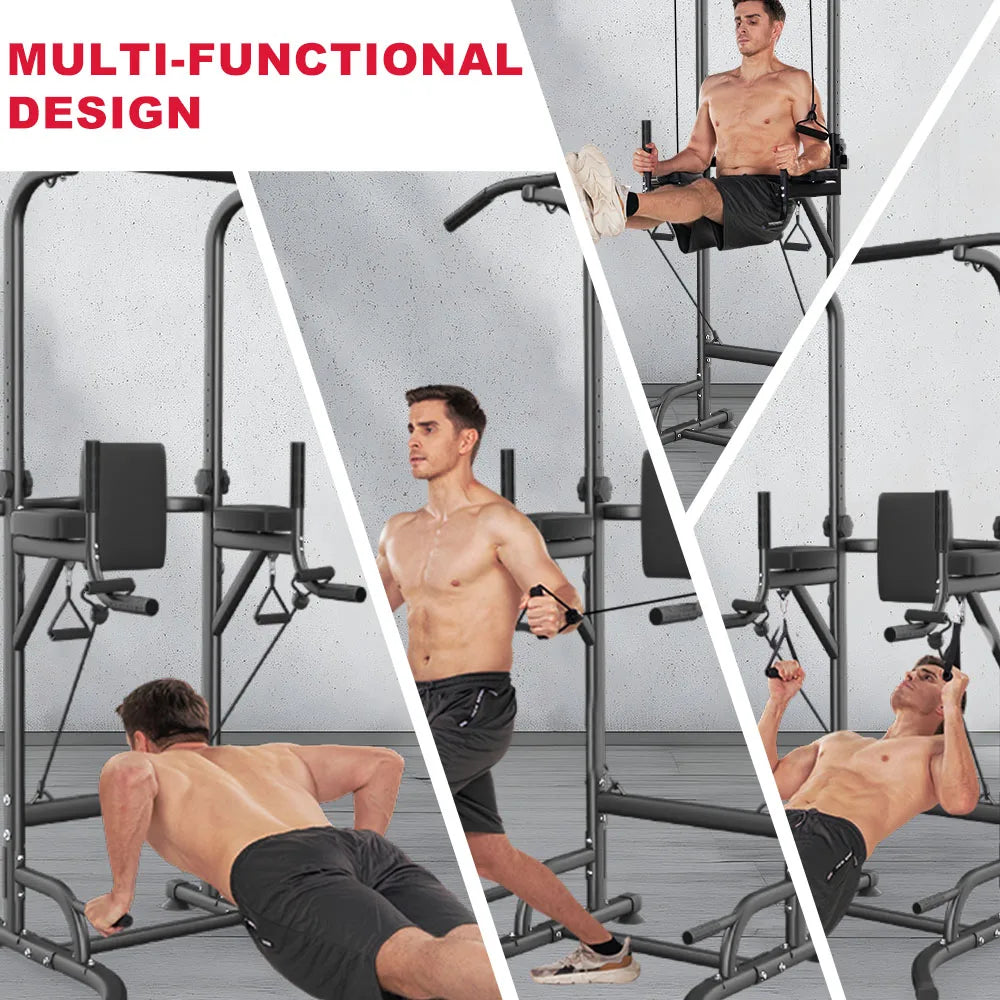 Power Tower Dip Station Pull Up Bar Adjustable Multi-Function Power Tower Abdominal Exercise for Home Fitness Workout Equipment