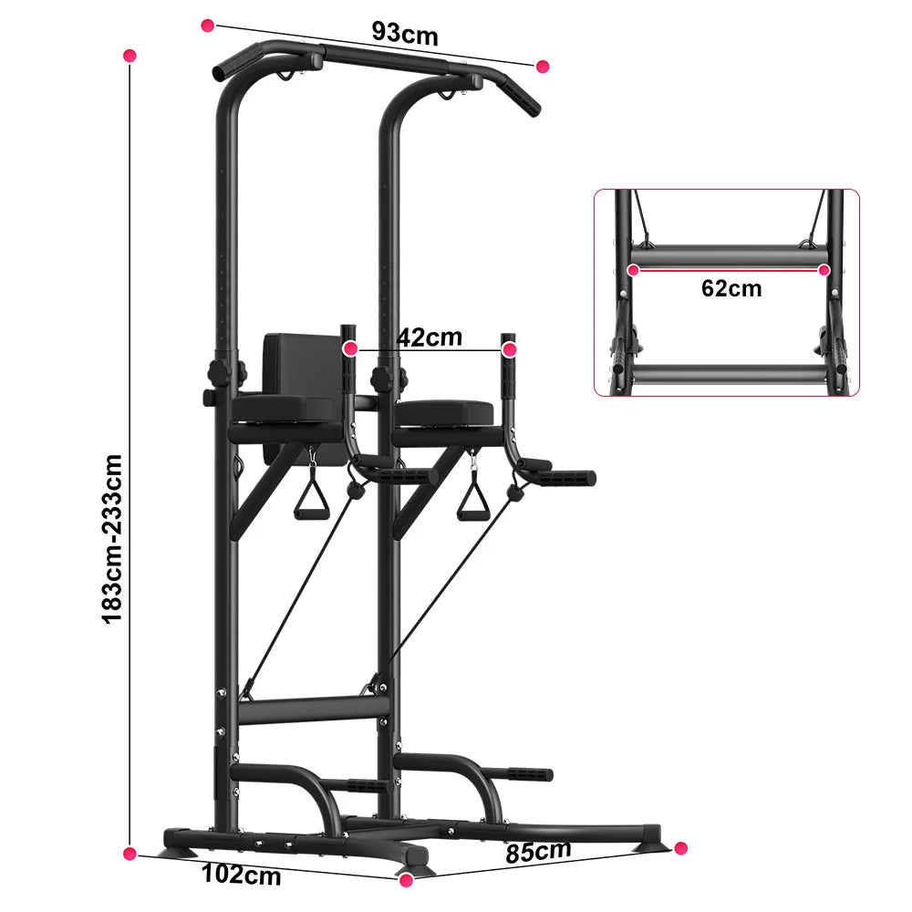 Power Tower Dip Station Pull Up Bar Adjustable Multi-Function Power Tower Abdominal Exercise for Home Fitness Workout Equipment