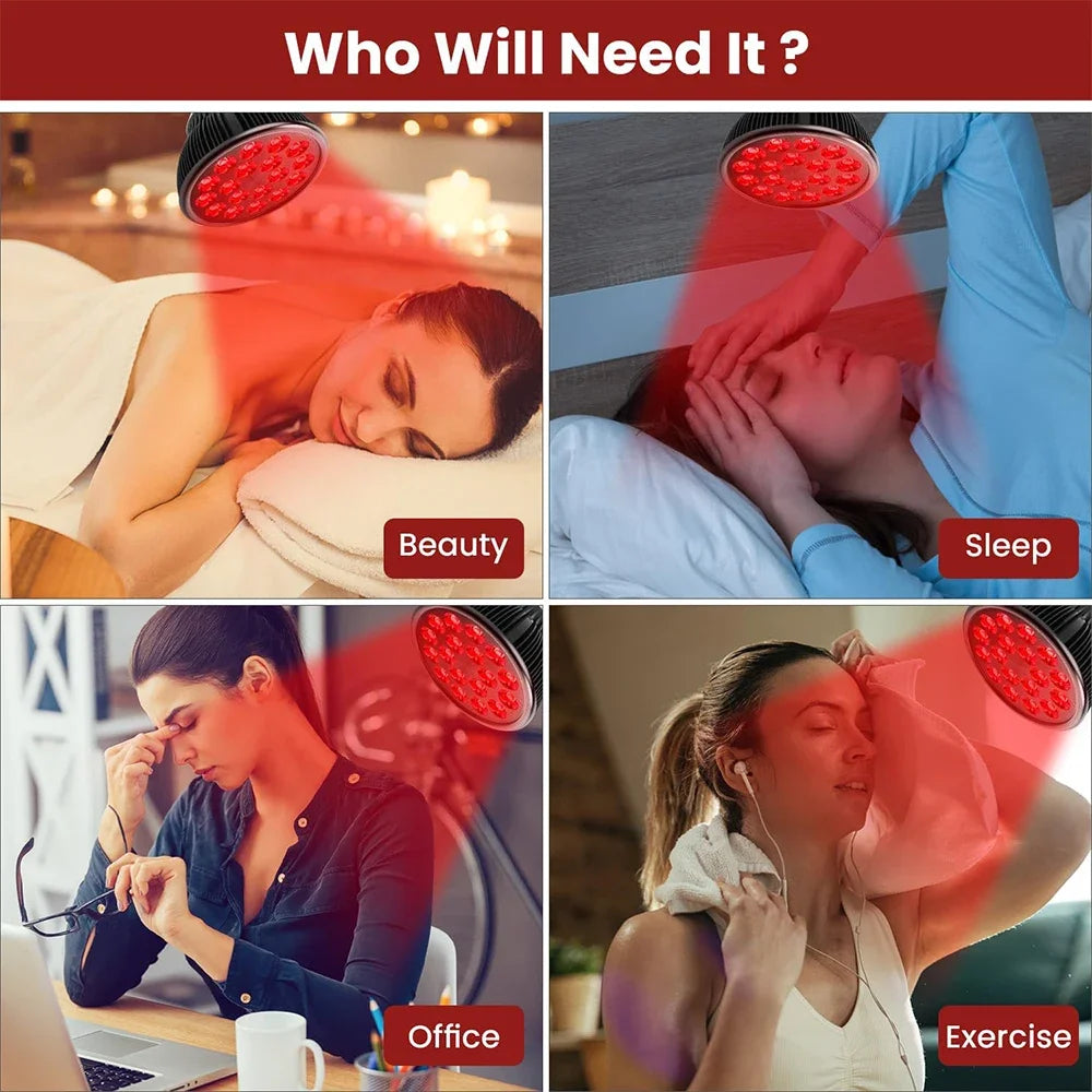 Red Light Therapy Lamp for Face 54W 660nm & 850nm Infrared Light Therapy Device for Muscle Joint Pain Relief Skin Health Tools